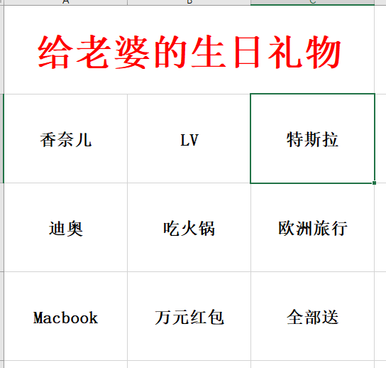 给老婆的生日礼物抽奖吃火锅抖音 excel文档xlsx