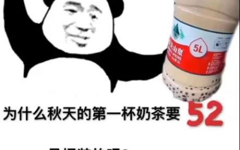 为什么秋天的第一杯奶茶要52 是桶装的吗？ 因为没表情包